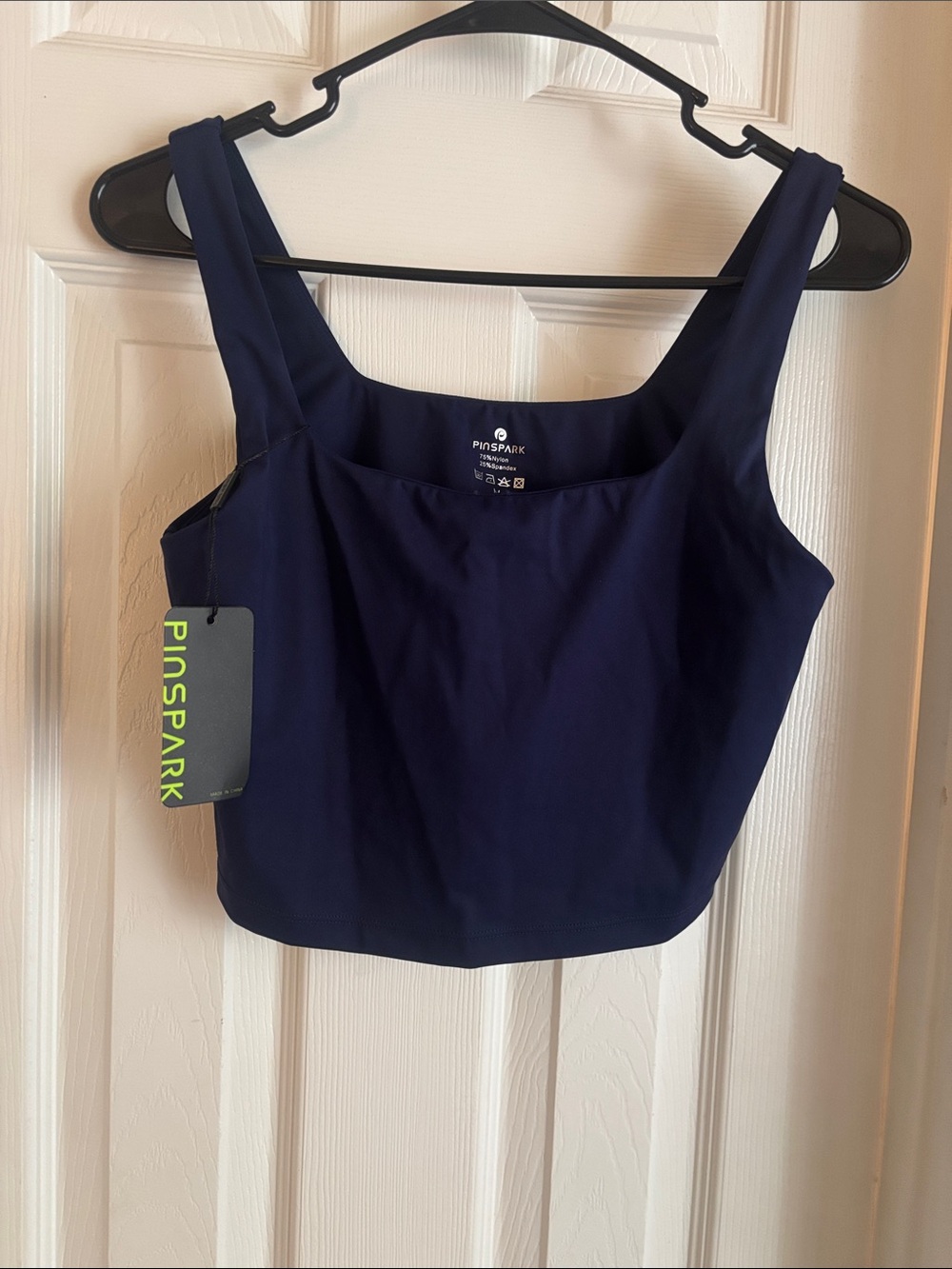 Women's Navy Square-Neck Crop Tank